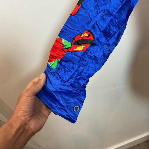 Vtg ESCADA 100% Silk Blouse-Abstract Color Block Print - Bold Blue Statement Top - Picture 7 of 7